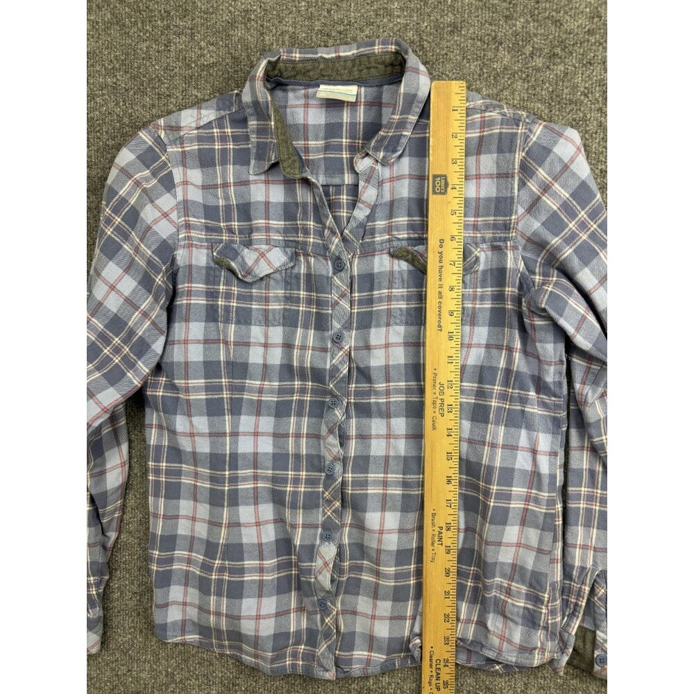 Columbia Shirt Womens Large Blue Gray Plaid Flannel Button Front Long Sleeve - Picture 3 of 7